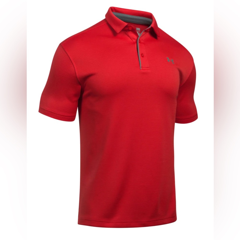 NWT Under Armour Men's Red/Graphite/Graphite Tech Polo